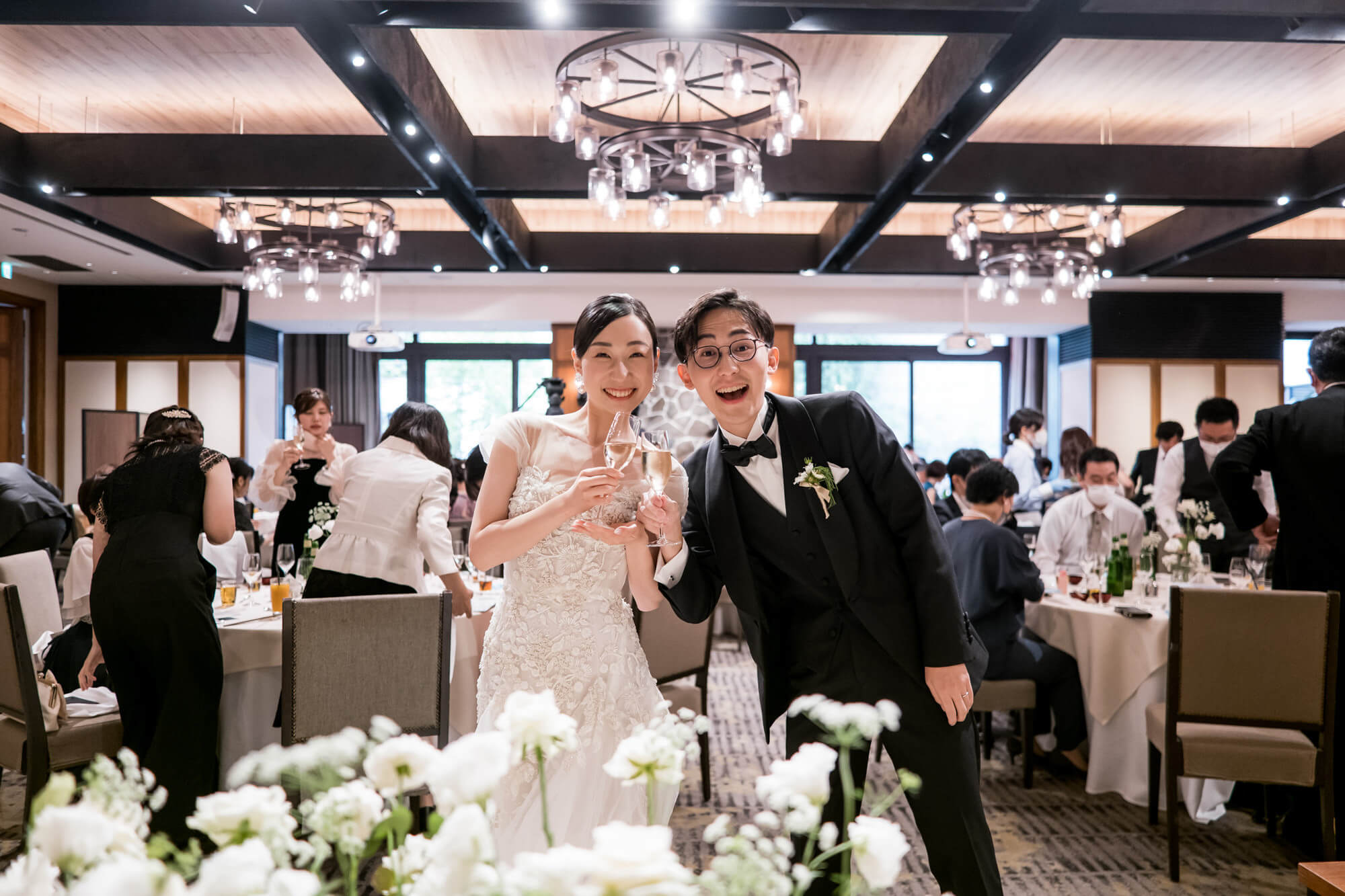 披露宴での新郎新婦